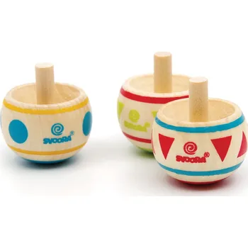 Dřevěná hračka Svoora - Oboustranná dřevěná káča Indie - červený trojúhelník