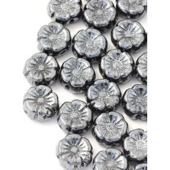 Korálek CZ Korálek mačkaný kytička Hawaii 8/4mm hematit 23980/14400 (20ks)