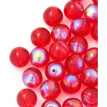 Dětské navlékací korálky CZ Korálek mačkaný kulička 8mm červená AB 90080/28701 (20ks)