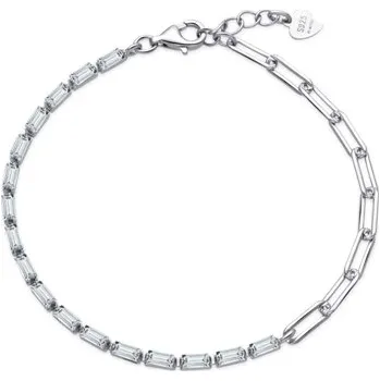 Náramek Dámský stříbrný článkový náramek s čirými zirkony STNA0881F 18-20 cm