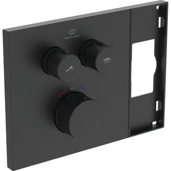 Vodovodní baterie Ideal Standard CeraTherm Navigo Solos - Termostatická sprchová baterie pod omítku na kombinaci s 3-funkční hlavovou sprchou Solos, černá matná A73894XG