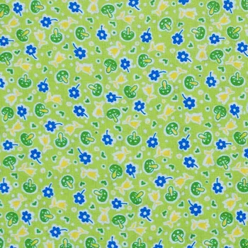 Bavlněné plátno zelené barevné kytky, š.140