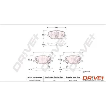 Brzdová destička Sada brzdových destiček, kotoučová brzda DRIVE+ DP1010.10.1246