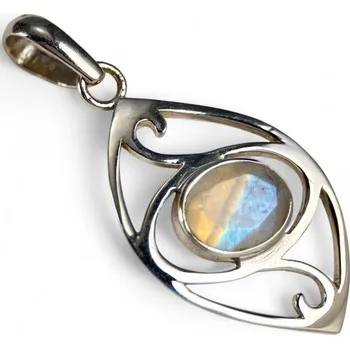 Přívěsek VEDA, stříbrný přívěsek, duhový měsíční kámen Ag 925/1000