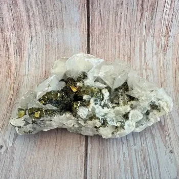 Pyrit, kalcit drůza Kosovo 10 cca 14 x 7 cm, 511 g