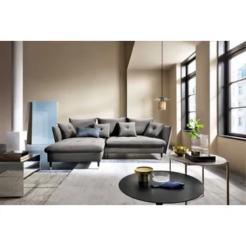 Sedací souprava PCo Rohová sedací souprava GOLDEN, 258 cm Roh pohovky: Pravý roh, Barva látky: RIVIERA 91 (Světlá šedá)