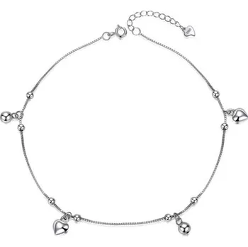 Náramek Dámský stříbrný náramek na nohu se srdíčky 25-29 cm STNA0884F
