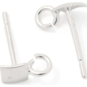 Náušnice CZ Náušnice puzeta čtverec s očkem 6mm Ag925 rhodium