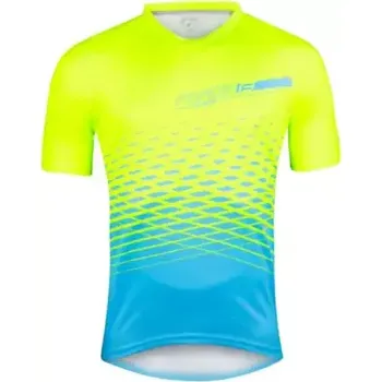 cyklistický dres Force Angle MTB pánský dres krátký rukáv fluo/modrá vel. M