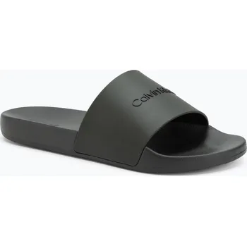 Pánské pantofle Pánské nazouváky Calvin Klein HM0HM00455 Pool Slide Rubber dark olive