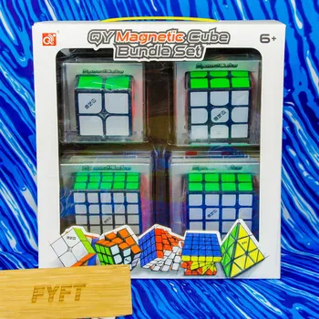 Hlavolam QiYi Magnetický cubing dárkový set 2x2-5x5 MS Black