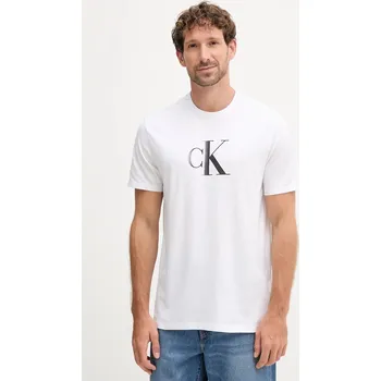 Pánské tričko Bavlněné tričko Calvin Klein Jeans pánské, bílá barva, s potiskem, LV04RC857G 00X, vel. S