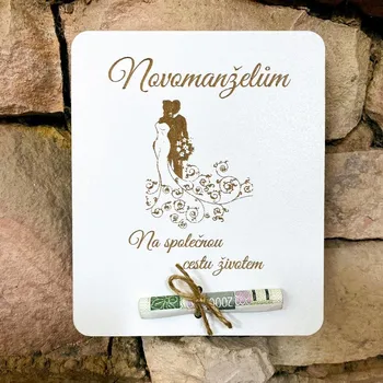 Svatební dekorace Mdeco Dřevěná cedulka na peníze - Novomanželům