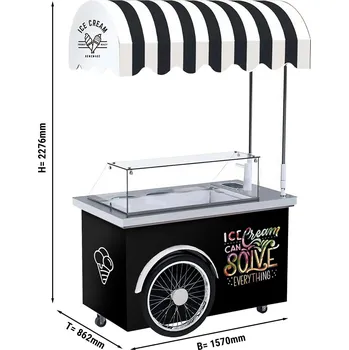 G.Gastro Vozík na zmrzlinu s dřezem 1570 mm pro 7x 5 l nádoby na zmrzlinu