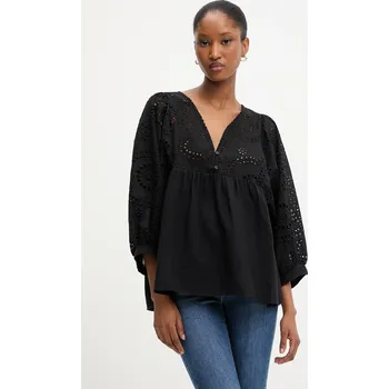 Dámská halenka Bavlněná halenka Answear.LAB dámská, černá barva, hladká F.6420.TOS 99X, vel. M