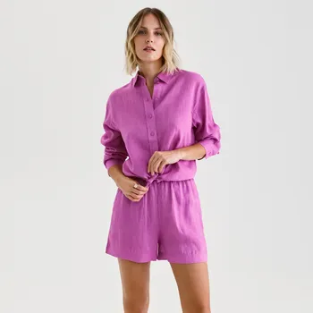 Dámské kraťasy Reserved - Lněné šortky - orchidejová - 565EI-40X - 565EI-40X-M