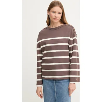 Pánské tričko Bavlněné tričko s dlouhým rukávem Tommy Hilfiger WW0WW45760 hnědá 84X, vel. M