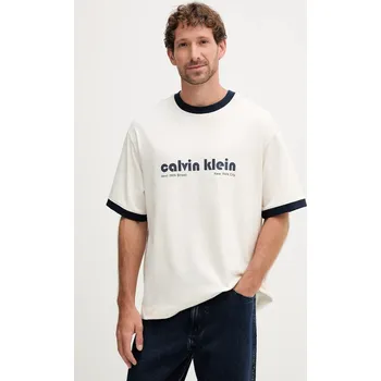 Pánské tričko Bavlněné tričko Calvin Klein Jeans LV04RC244G béžová 01X, vel. S