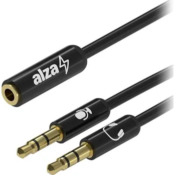 Datové redukce AlzaPower 2x 3.5mm Jack (M) to 3.5mm Jack 4P-TRRS (F) 0.15m černý