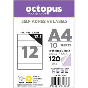 Speciální papír Samolepicí etikety A4 105 x 48, balení obsahuje 10 listů