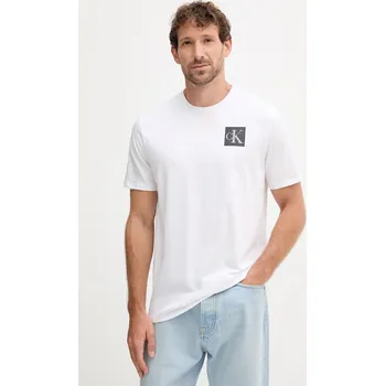 Pánské tričko Bavlněné tričko Calvin Klein Jeans pánské, bílá barva, s potiskem, LV04RC859G 00X, vel. XS