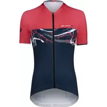cyklistický dres Force Art Lady dámský dres krátký rukáv tmavě modrá/červená vel. M