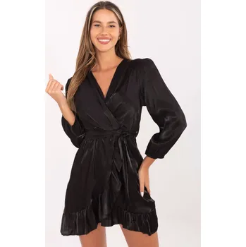 Dámské šaty Černé elegantní minišaty s volánem DHJ-