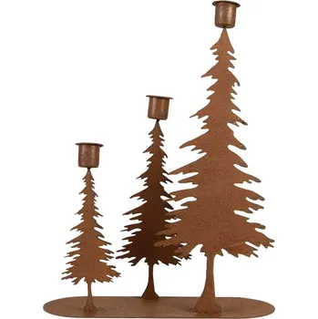 Vánoční dekorace Clayre & Eef vánoční svícen 14*14*26 cm rezavá