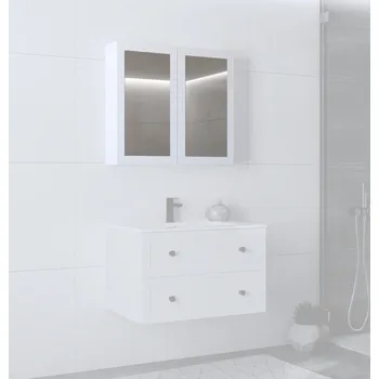 Šatní skříň ZÁVĚSNÁ SKŘÍŇKA SE ZRCADLEM TORETO 70x80 cm 2D BÍLÁ