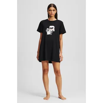 Dámská noční košile Bavlněná noční košile Karl Lagerfeld IKON dámská, černá barva, A3W45007 99X, vel. XS