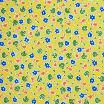 Bavlněné plátno žluté barevné kytky, š.140