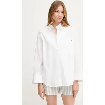 Dámská košile Bavlněná košile Tommy Hilfiger dámská, bílá barva, relaxed, s klasickým límcem, WW0WW45892 00X, vel. 36