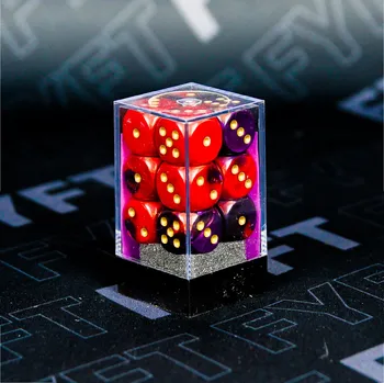 Příslušenství k deskovým hrám Sada 12 kostek D6 - Purple-Red / Gold (Chessex)