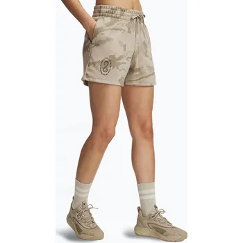 Dámské šortky Under Armour Project Rock Terry city khaki / hyper green