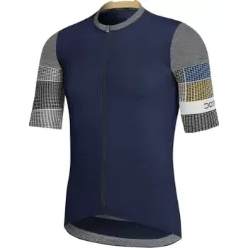 cyklistický dres Dotout Stripe pánský dres krátký rukáv Melange Blue vel. M