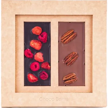 Čokoláda Choco Bonté Duo čokolád - hořká s ovocem a mléčná s pekany