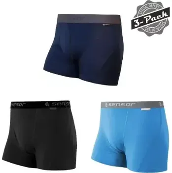 Boxerky Sensor Merino Active 3-PACK pánské trenky černá/modrá/Deep Blue vel. XL