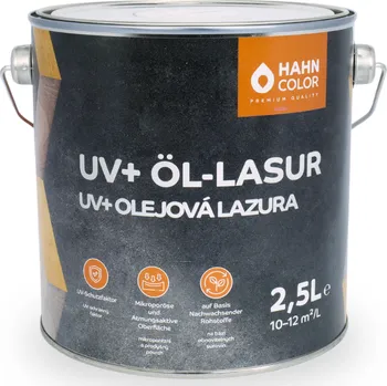 Lak na dřevo Hahn Color UV+ OLEJOVÁ LAZURA UV-09 Rustikální dub - Eiche Rustikal Velikost balení: 2,5L
