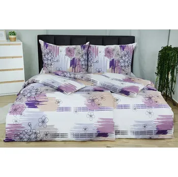 Povlečení HW LOGISTIC s.r.o. Bavlněné povlečení PLUS 4dílné TIARA lila fialové 140 x 200, 70 x 90 cm zip