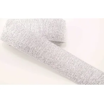 Textilie Ozdobná pruženka - bílo stříbrná - šířka 3 cm