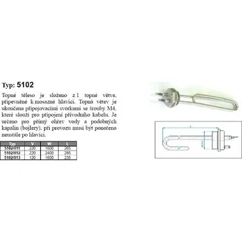 Příslušenství pro ohřívač vody Topné těleso 14010/703 1600W 120V 53-06-460-05011