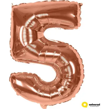 Balónek Nafukovací balónek - číslice 5, Rose gold 60 cm
