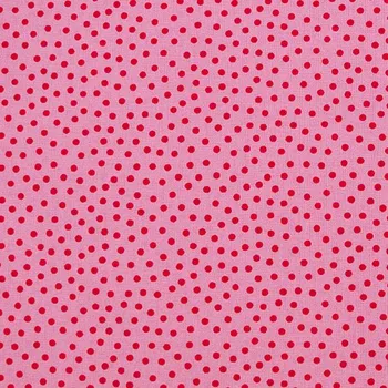 Bavlněné plátno růžové s červenými tečkami, š.150