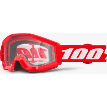 Motocyklové brýle Dětské motokrosové brýle 100% STRATA MINI RED čiré sklo, VERZE MINI - PRO DĚTI DO 6-TI LET (Motokrosové a enduro chrániče, ochrana očí)