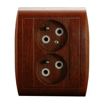 Elektrická zásuvka Zásuvka 2x DZ-A2-40-PK-LXDA mahagon SEZ - CZ s.r.o. 07-18-050-37140