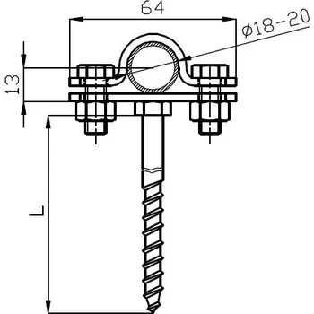 Hromosvod Držák DOTb vrut 200 Cu 300540 DT TECHNIC s.r.o. 57-02-525-35020