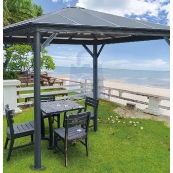 Zahradní altán Altán zahradní hliníkový, LanitPlast 2970x2970x2560, antracit, PC 6 mm čirý, balení 1 ks