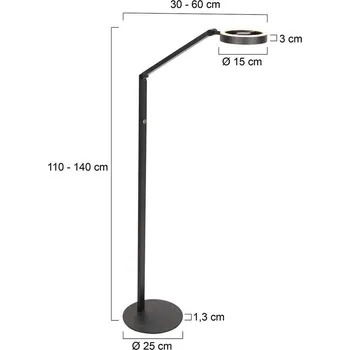 Lampička Steinhauer LED stojací lampa Ringlux, černá, kov, nastavitelná - Stínidlo na lampu - Ø 15 cm, výška 3 cm; podstavec - Ø 25 cm, výška 1,3 cm černý 2 x 5 W LED - Doprava zdarma