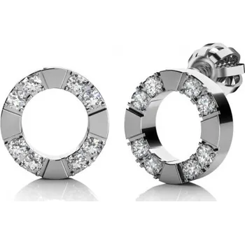 Náušnice Couple, Kulaté pecky Lara, bílé zlato se zirkony, 585-68-3-0464.1B00.0.00.001.05
