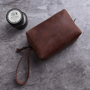 Kosmetická taška Incarne OnBoard Brown kožená palubní kosmetická taštička